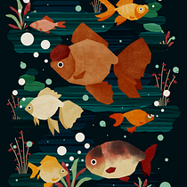 Forgetful Fishes (Stylized Vector Illustration Course Project). Een project van Traditionele illustratie, Grafisch ontwerp, Vectorillustratie y Digitale illustratie van Erwin Esmin - 30.08.2023