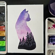 My project for course: Double Exposure Watercolor: Painting Nature. Een project van Traditionele illustratie, Aquarelschilderen, Realistische tekening y Naturalistische illustratie van Anna S - 22.08.2023