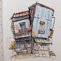 My project for course: Expressive Architectural Sketching with Watercolor. Sketching, Drawing, Architectural Illustration, Sketchbook & Ink Illustration project by chrissiecruesli - 09.01.2023