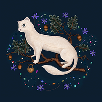 Ermine with a heart locket : Natural Illustration with Digital Painting. Traditional illustration, Drawing, Digital Illustration, Realistic Drawing, Digital Painting, and Naturalistic Illustration project by filippa.carlsson1 - 09.01.2023