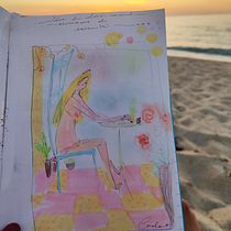 Io e il mare. Ilustração tradicional, Esboçado, Criatividade, Desenho, Pintura em aquarela, Sketchbook, e Pintura guache projeto de carolabonfi - 02.09.2023