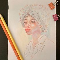Mi proyecto del curso: Dibujo de retratos llamativos con lápices de colores. Drawing, Portrait Drawing, Sketchbook, and Colored Pencil Drawing project by oligardom3 - 09.03.2023