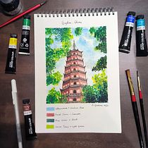 My project for course: Watercolor Travel Journal. Traditional illustration, Watercolor Painting, Architectural Illustration, and Sketchbook project by Garima Konda - 09.02.2023