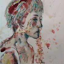 Mi proyecto del curso: Retrato experimental con tinta, alcohol y té. Fine Arts, Painting, Drawing & Ink Illustration project by safdieruth - 09.03.2023