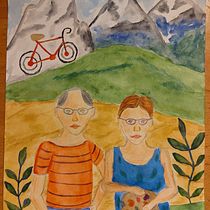 Mijn project van de cursus: Speelse illustratie met aquarel en kleurpotloden. Ilustração tradicional, Pintura, Pintura em aquarela, Desenho de retrato, e Desenho com lápis de cor projeto de Dorien Proost - 04.09.2023