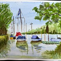 My project for course: Watercolor Techniques for Painting Seascapes. Projekt z dziedziny  Malarstwo, Malowanie akwarelą, Ilustracja naturalist i czna użytkownika pnnuckols - 06.09.2023