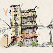 My project for course: Expressive Architectural Sketching with Colored Markers. Sketching, Drawing, Architectural Illustration, Sketchbook & Ink Illustration project by Daniel Muszyński - 09.07.2023