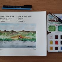 Mi proyecto del curso: Cuaderno de viaje en acuarela. Traditional illustration, Architectural Illustration, Sketchbook, and Watercolor Painting project by m. vueltas - 09.07.2023