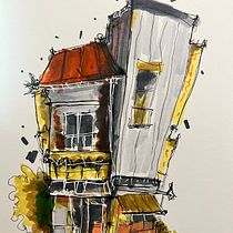 After a few months, I tried to make some sketches :) further than my first one for the project...Mi proyecto. Un poco complicado con marcadores amateurs jaja :). Sketching, Drawing, Architectural Illustration, Sketchbook & Ink Illustration project by Kevin Gallardo - 09.07.2023