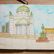 My project for course: Urban Sketching: Express Your World in a New Perspective. Un projet de Illustration traditionnelle, Esquisse , Dessin, Aquarelle, Illustration architecturale , et Carnet de croquis de Kathy Evans - 08.09.2023
