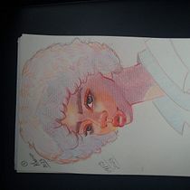 Meu projeto do curso: Desenho de retratos vibrantes com lápis de cor. Drawing, Portrait Drawing, Sketchbook, and Colored Pencil Drawing project by Karine C F Alves - 09.09.2023