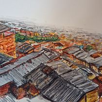 Boceto comuna en Medellin. Sketching, Drawing, Architectural Illustration, Sketchbook & Ink Illustration project by santiago8r - 09.08.2023