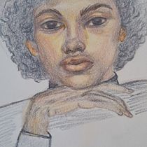 Mon projet du cours : Dessin de portraits expressifs aux crayons de couleur . Drawing, Portrait Drawing, Sketchbook, and Colored Pencil Drawing project by de_castelli - 09.10.2023