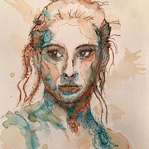 Mein Abschlussprojekt für den Kurs: Experimentelle Porträts mit Tinte, Tee und Alkohol. Un projet de Illustration à l'encre, Dessin, Beaux Arts , et Peinture de rheanoakes - 12.09.2023