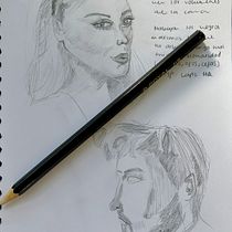 Mi proyecto del curso: Cuaderno de retratos a línea con grafito. Artes plásticas, Esboçado, Desenho, Desenho de retrato, e Sketchbook projeto de Daniela Lopez - 13.09.2023