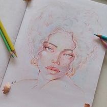 Mi proyecto del curso: Dibujo de retratos llamativos con lápices de colores. Desenho, Desenho de retrato, Sketchbook, e Desenho com lápis de cor projeto de Natalia Obredor - 13.09.2023