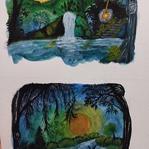 Meu projeto do curso: Pintura de paisagens fantásticas com aquarela e guache. Un progetto di Belle arti, Pittura, Pittura ad acquerello, Illustrazione naturalistica e Pittura gouache di denisehoffmannvg - 13.09.2023
