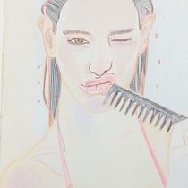Mon projet du cours : Dessin de portraits expressifs aux crayons de couleur . Drawing, Portrait Drawing, Sketchbook, and Colored Pencil Drawing project by Céline M - 09.14.2023