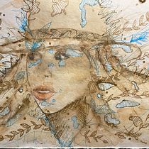 Mi proyecto del curso: Retrato experimental con tinta, alcohol y té. Painting & Ink Illustration project by Alex Bolanos - 09.09.2023
