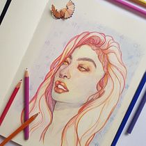 Mi proyecto del curso: Dibujo de retratos llamativos con lápices de colores. Drawing, Portrait Drawing, Sketchbook, and Colored Pencil Drawing project by Rocio Hervas S. - 09.14.2023