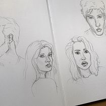 Mon projet du cours : Carnet de portraits : explorez le visage humain. Sketching, Drawing, Portrait Drawing, Artistic Drawing, and Sketchbook project by mariebarbet50 - 09.18.2023