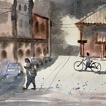 Mon projet du cours : Travail de la lumière et de la couleur à l'aquarelle. Painting, Watercolor Painting, and Architectural Illustration project by jerome_you - 09.19.2023
