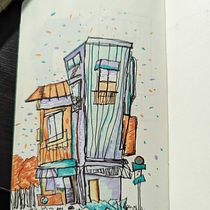 My project for course: Expressive Architectural Sketching with Colored Markers. Sketching, Drawing, Architectural Illustration, Sketchbook & Ink Illustration project by Sarah Cantwell - 09.19.2023