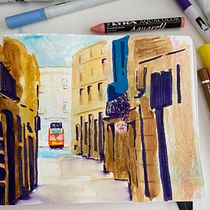 My project for course: Modern Urban Sketching Techniques with Mixed Media Ein Projekt aus dem Bereich Traditionelle Illustration, Malerei, Architektonische Illustration und Illustration mit Tinte von Sally - 20.09.2023