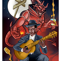 Blues da encruzilhada. Design, Ilustração tradicional, Ilustração digital, e Design digital projeto de Paulo Edson Alves de Araújo - 21.09.2023