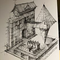 My project for course: Artistic Architectural Drawing with Ink. Ilustração tradicional, Artes plásticas, Desenho, Ilustração arquitetônica e Ilustração com tinta projeto de davejens - 23.09.2023