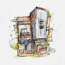 My project for course: Expressive Architectural Sketching with Colored Markers. Sketching, Drawing, Architectural Illustration, Sketchbook & Ink Illustration project by Thảo Móm - 09.23.2023