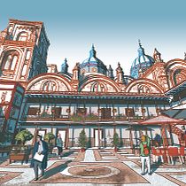 Mi proyecto del curso: Ilustración arquitectónica: capta la personalidad de una ciudad. Seminario San Luis Cuenca-Ecuador. Un proyecto de Ilustración tradicional, Arquitectura, Dibujo, Ilustración digital e Ilustración arquitectónica de Gabriel Pérez - 24.09.2023