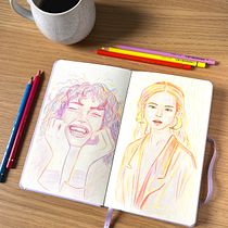 Final Project: Portrait Drawing with Colored Pencils. Drawing, Portrait Drawing, Sketchbook, and Colored Pencil Drawing project by Paula - 09.26.2023