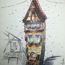 Mon projet du cours : Esquisses d'architecture expressives aux feutres de couleur. Sketching, Drawing, Architectural Illustration, Sketchbook & Ink Illustration project by Ambre Létendard - 09.27.2023