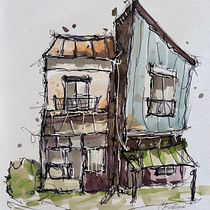 Mon projet du cours : Esquisses d'architecture expressives aux feutres de couleur. Sketching, Drawing, Architectural Illustration, Sketchbook & Ink Illustration project by alphajet1602 - 09.30.2023