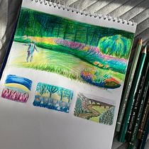 My project for course: Sketchbook Landscapes: A Colorful Approach. Un progetto di Bozzetti, Creatività, Disegno a matita, Disegno e Sketchbook di dzmpp8zrm5 - 30.09.2023
