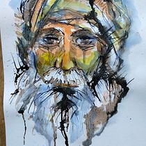 Mon projet du cours : Portrait expérimental à l'encre, à l'alcool et au thé. Fine Arts, Painting, Drawing & Ink Illustration project by Jean WEISE - 10.01.2023