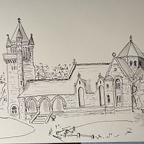 Oakwood Cemetery, Troy, NY - Project for Expressive Architectural Sketching with Colored Markers. Een project van  Schetsen,  Tekening, Sketchbook y  Architecturale illustratie van sheryl_galinski - 05.10.2023