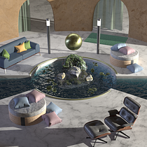 Artificial Pond: Blender ArqViz. Un projet de Architecture, Architecture d'intérieur, Architecture numérique , et ArchVIZ de Manuel Castro - 03.10.2023