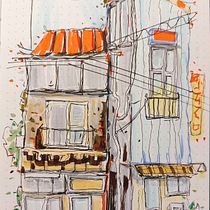 Mon projet du cours : Esquisses d'architecture expressives aux feutres de couleur. Een project van  Schetsen,  Tekening,  Architecturale illustratie, Sketchbook y  Illustratie met inkt van Aurélien Delbosc - 08.10.2023