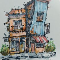 Mi proyecto del curso: Dibujo arquitectónico expresivo con marcadores de colores. Een project van  Schetsen,  Tekening,  Architecturale illustratie, Sketchbook y  Illustratie met inkt van Ivonne Peñaloza Balladares - 08.10.2023