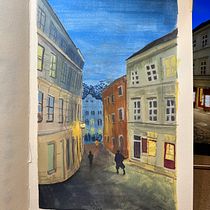 Gouache Final Project: Streets in Czech of Republic. Fine Arts, Painting, Sketching, Architectural Illustration, Sketchbook, and Gouache Painting project by J C - 10.08.2023
