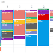 Calendário de atividades semanal. Consultoria criativa, Marketing, Gestão e produtividade, e Publicidade projeto de Juliano Cordeiro - 07.10.2023