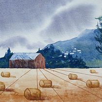 My project for course: Watercolor Landscapes: Experimental Tools and Techniques. Projekt z dziedziny  Sztuki piękne,  Malarstwo i Malowanie akwarelą użytkownika caribou - 09.10.2023