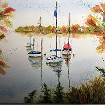 Mon projet du cours : Peinture de paysages marins à l'aquarelle. Projekt z dziedziny  Malarstwo, Malowanie akwarelą, Ilustracja naturalist i czna użytkownika cormier_susanne - 12.10.2023
