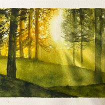 Mi proyecto del curso: Paisajes de ensueño con acuarela: plasma la luz. Un projet de Peinture, Aquarelle , et Beaux Arts de betzigonzaleztovar - 13.10.2023