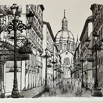 My city, Zaragoza. Un proyecto de Ilustración tradicional, Bocetado, Dibujo, Ilustración arquitectónica e Ilustración con tinta de Quique - 15.10.2023