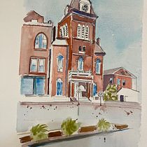 Newport Opera House, New Hampshire USA. Sketching, Drawing, Watercolor Painting, Architectural Illustration, Sketchbook & Ink Illustration project by Eva Kjellberg - 10.14.2023