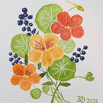 Mein Abschlussprojekt für den Kurs: Blumenkompositionen mit Aquarell: Verbinde dich mit der Natur. Ilustração tradicional, Pintura, Pintura em aquarela e Ilustração botânica projeto de Beate Dietz - 17.10.2023
