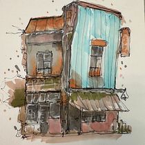 My project for course: Expressive Architectural Sketching with Colored Markers. Sketching, Drawing, Architectural Illustration, Sketchbook & Ink Illustration project by winmooreshop - 10.11.2023